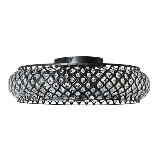 Black Crystal Caged Ceiling Fan with Light – 20 Inch