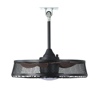 Modern Black Caged Outdoor Ceiling Fan with LED Light – 22 Inch