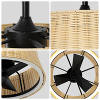Bohemian Rattan Caged Ceiling Fan with LED Light – 20 Inch