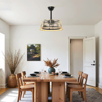 Boho Rattan Ceiling Fan with Light