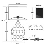Farmhouse Faceted Ceramic Table Lamp with Linen Shade – 23 Inch