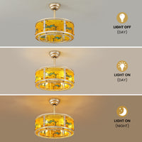 Vintage Gold Patterned Acrylic Caged Ceiling Fan with Light – 20 Inch, 6-Light