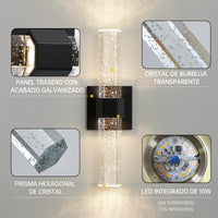 Matte Black Bubble Crystal LED Wall Sconce with K9 Crystal and Integrated 10W LED