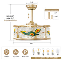 Vintage Patterned Resin Caged Ceiling Fan with Light – 20 Inch, 6-Light