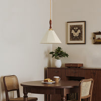 Retro walnut wood-colored fabric cone chandelier