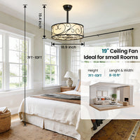 Rustic Caged Ceiling Fan with Light – 19 Inch, 4-Light