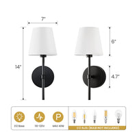 Black linen shade wall sconce dimensions