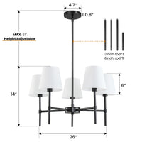 Modern Fabric Shade Multi-Arm Chandelier – 5/8-Light