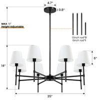 Modern Fabric Shade Multi-Arm Chandelier – 5/8-Light
