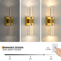 Brushed Gold Bubble Crystal LED Wall Sconce with 10%–100% Dimming and Non-Flicker Lighting