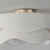 Boho Cream Linen Flush Mount Ceiling Fan with Light – 20 Inch, 4-Light