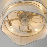 Boho Cream Linen Flush Mount Ceiling Fan with Light – 20 Inch, 4-Light