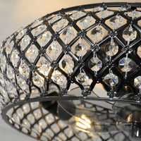 Black Crystal Caged Ceiling Fan with Light – 20 Inch