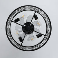 Semi Flush Mount Crystal Lantern Ceiling Fan with Light