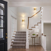 Brushed Gold Bubble Crystal LED Wall Sconces Along Stairway