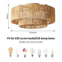 Boho Rattan Caged Ceiling Fan with Light – 20 Inch, 5-Light
