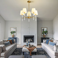 Modern Fabric Shade Multi-Arm Chandelier – 5/8-Light