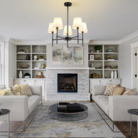 Modern Fabric Shade Multi-Arm Chandelier – 5/8-Light