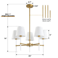 Modern Fabric Shade Multi-Arm Chandelier – 5/8-Light