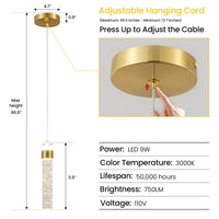 Bubble crystal pendant light adjustable hanging cord and specifications