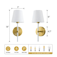 Matte gold linen shade wall sconce dimensions