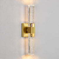 Brushed Gold Bubble Crystal LED Wall Sconce on White Wall