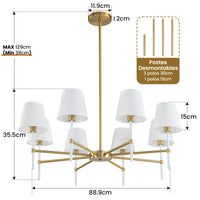 Modern Fabric Shade Multi-Arm Chandelier – 5/8-Light