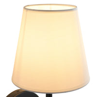 White linen shade detail on modern wall sconce
